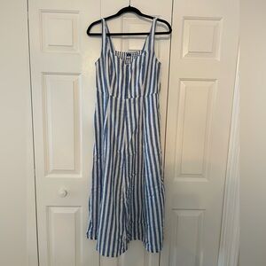 Linen Striped Midi Dress NWT